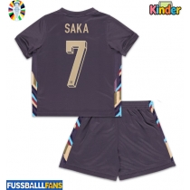 England Bukayo Saka #7 Auswärts Trikotsatz Kinder EM 2024 Kurzarm (+ Kurze Hosen)